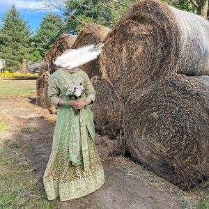 Sea Green Net Base Sequin Zari Resham Work Lehenga - worn only once